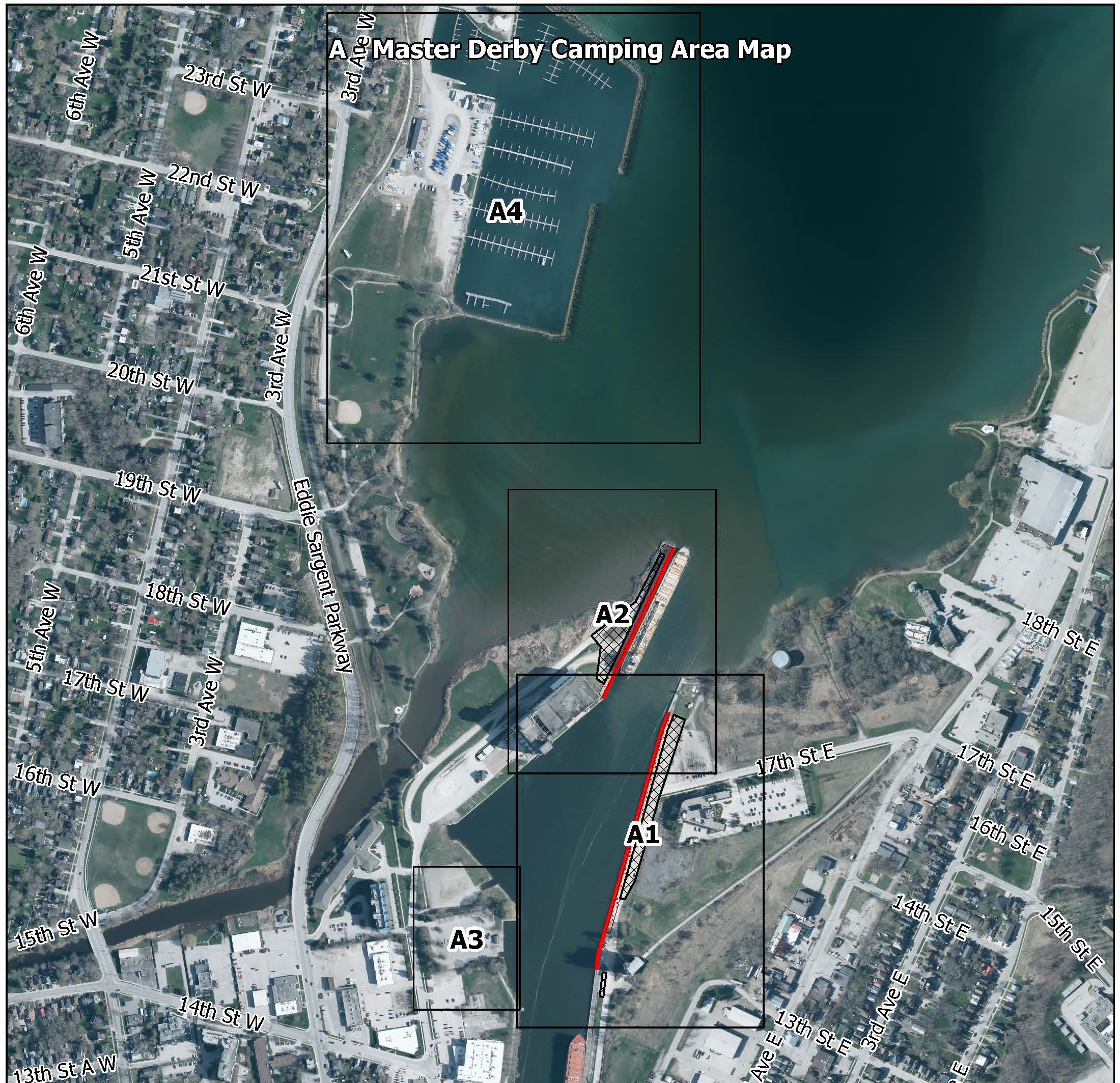 Map of Derby Camping areas