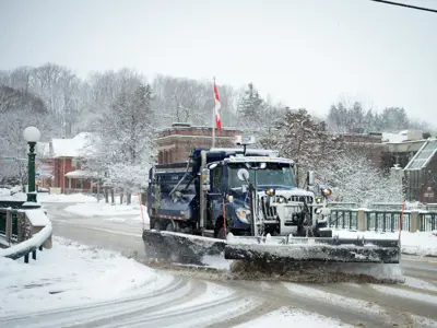 Snowplow on 8th Street Bridge