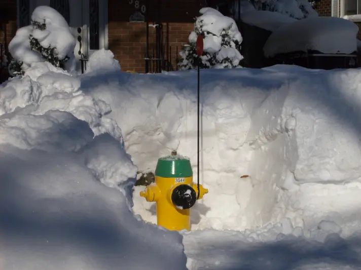 fire hydrant with snow around it