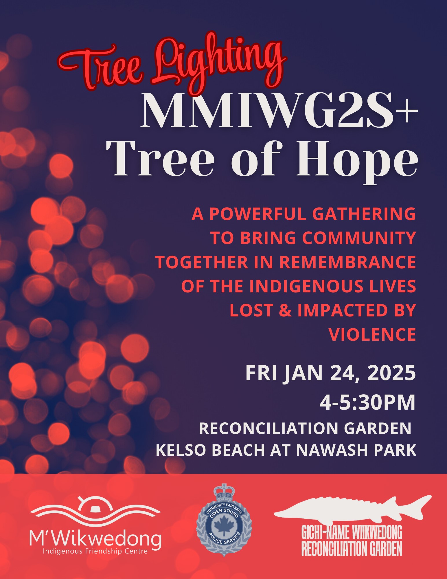 Invite to Tree of Hope on Fri. Jan. 24 at the Reconciliation Garden